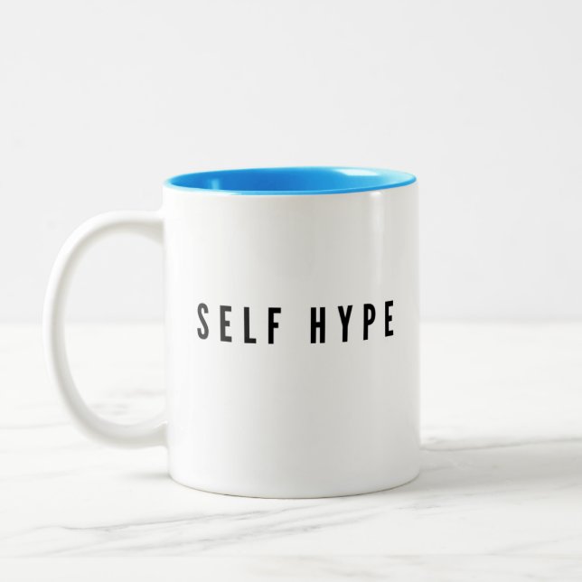 Caneca De Café Em Dois Tons Lâmpada branca com inscrição a preto #SelfHype (Esquerda)