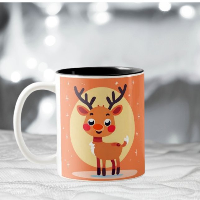 Caneca De Café Em Dois Tons Lâmpada de café com Rudolph (Criador carregado)