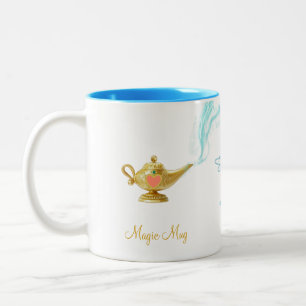 Caneca De Café Em Dois Tons Lâmpada mágica fofa, anjo e caligrafia