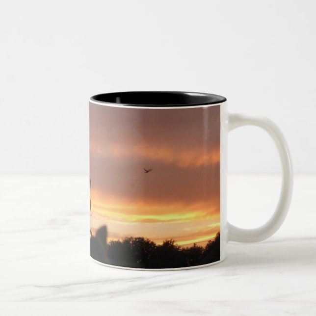 Caneca De Café Em Dois Tons Lâmpada Postada e pássaro (Direita)