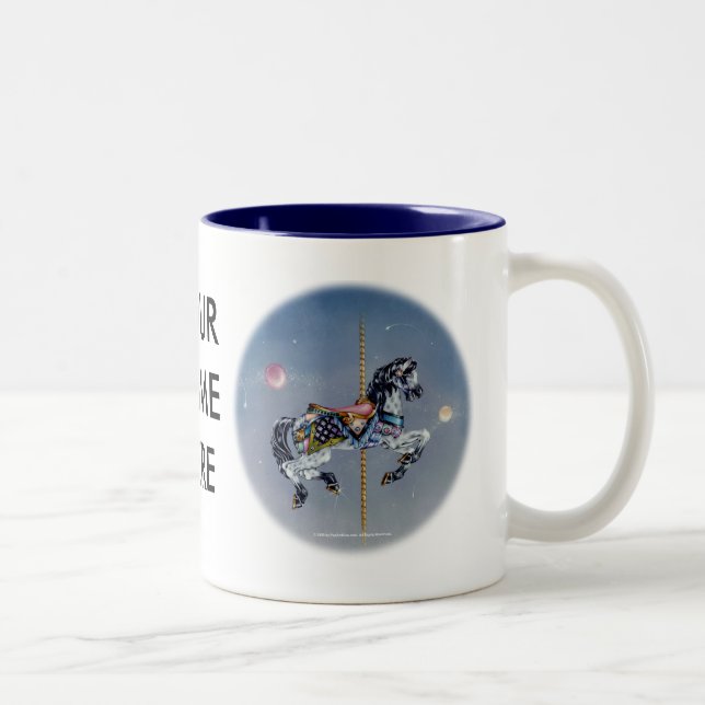 Caneca De Café Em Dois Tons Lâmpadas, Copas - Cinza Mare Carousel Horse (Direita)