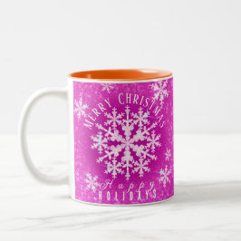 Caneca De Café Em Dois Tons Lâmpadas de neve Magenta - Mug de café de dois ton