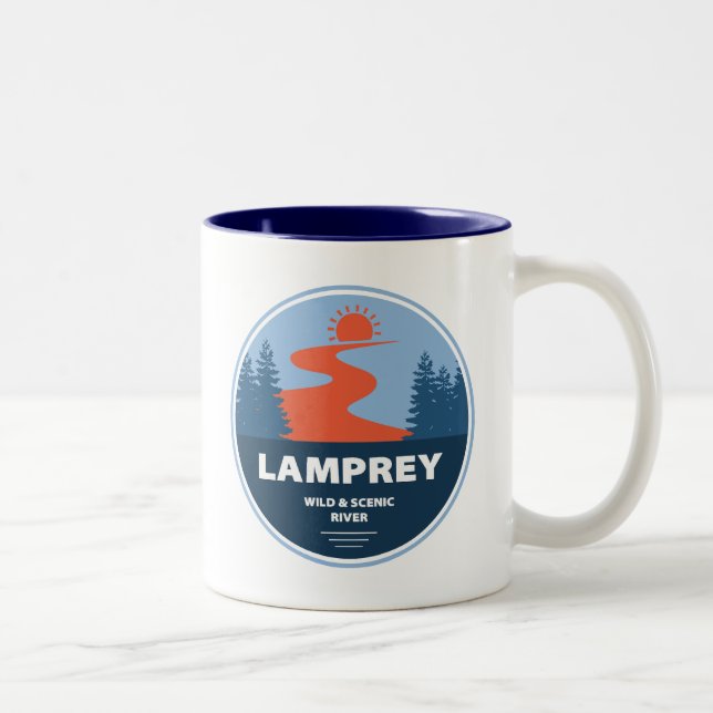 Caneca De Café Em Dois Tons Lamprey Wild E Scenic River New Hampshire (Direita)