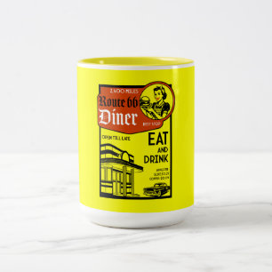 Caneca De Café Em Dois Tons Lanchonete Americana dos Anos 1950