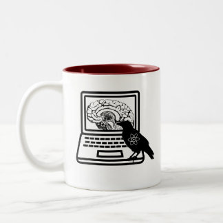 Caneca De Café Em Dois Tons Laptop Cérebro De Raven Atom, Dois Café De Toner