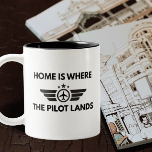 Caneca De Café Em Dois Tons Lar Divertido é Onde o Piloto Pousa o Avião Bem-vi
