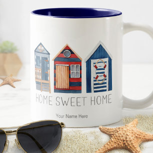 Caneca De Café Em Dois Tons Lar Doce Lar Cabines de Praia Náuticas de Verão