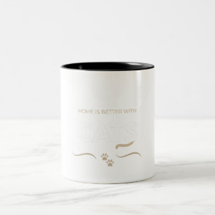 Caneca De Café Em Dois Tons Lar É Melhor Com Gatos Amante de Gato Fofo