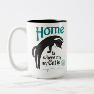 Caneca De Café Em Dois Tons Lar é onde meu gato está