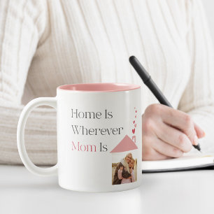Caneca De Café Em Dois Tons Lar Personalizado é Onde a Mamãe Está