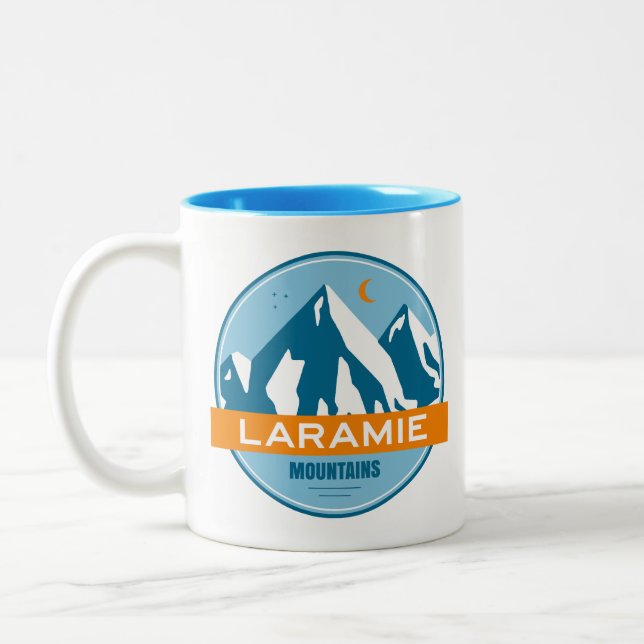 Caneca De Café Em Dois Tons Laramie Mounates Wyoming Stars Lua (Esquerda)