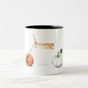 Caneca De Café Em Dois Tons Laranja Gato Pulando Entre Bompkins