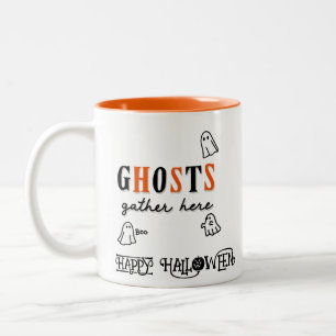 Caneca De Café Em Dois Tons Laranja Moderno Engraçada e Engraçada do Halloween