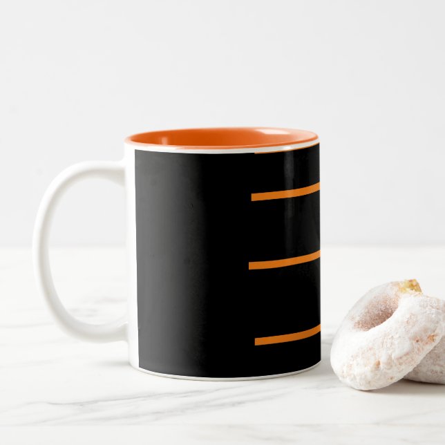 Caneca De Café Em Dois Tons Laranja preto (Com Donut)