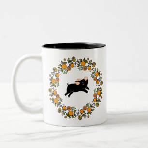 Caneca De Café Em Dois Tons Laranjas e porcos pequenos