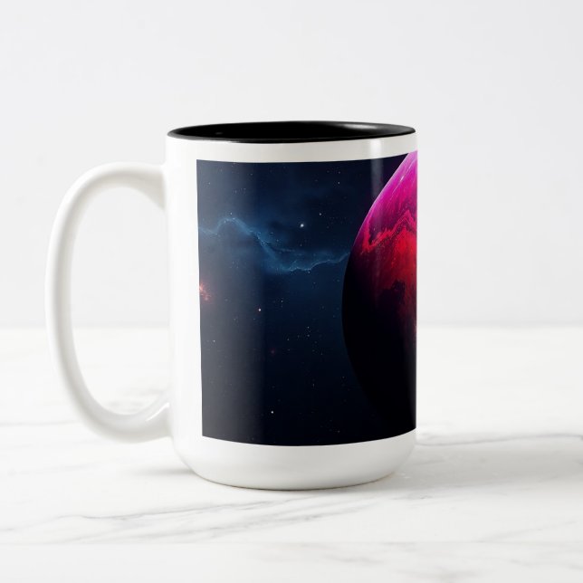 Caneca De Café Em Dois Tons Large Bright Pink Planet (Esquerda)