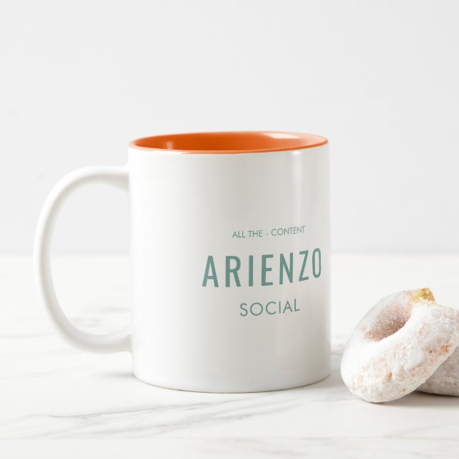 Caneca De Café Em Dois Tons Largura - Retro Social Media Influencer Laranja (Com Donut)