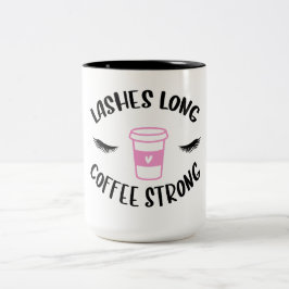 Caneca De Café Em Dois Tons Lashes Café Longo Forte Rosa Engraçado