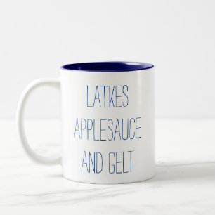 Caneca De Café Em Dois Tons Latkes Applesauce e Gelt