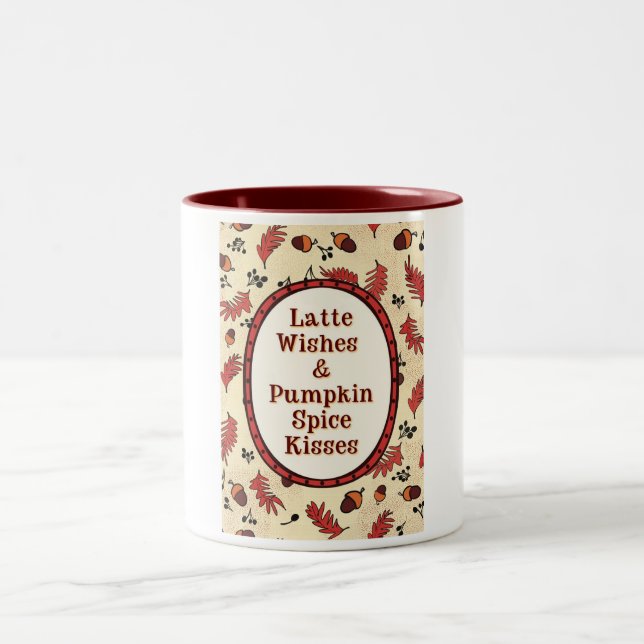 Caneca De Café Em Dois Tons Latte Wishes & Pumpkin Spice Kisses (Centro)