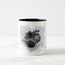 Caneca De Café Em Dois Tons *~* Lavanda Coração Branco Rosa Preto Gótico