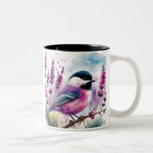 Caneca De Café Em Dois Tons Lavanda de aquarela e Frango