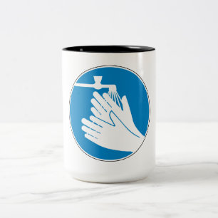 Caneca De Café Em Dois Tons Lave as mãos (saúde e segurança) (higiene)