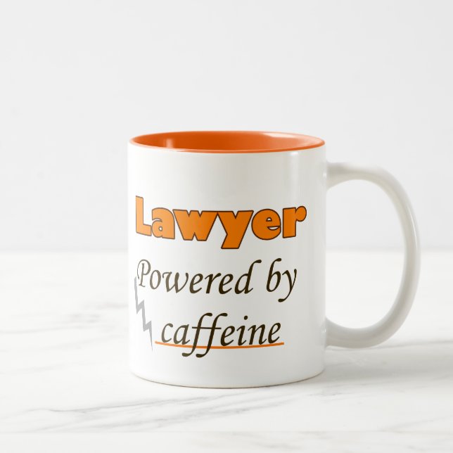 Caneca De Café Em Dois Tons Lawyer Powered by caffeine (Direita)