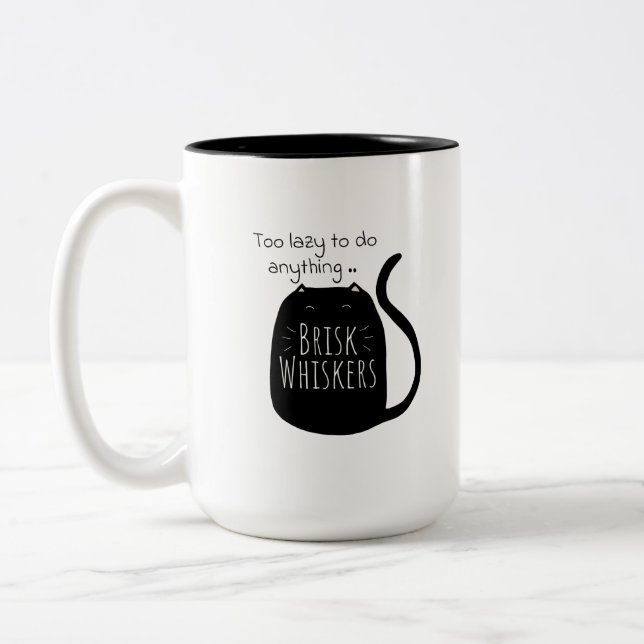 Caneca De Café Em Dois Tons Lazy black cat Mug (Esquerda)
