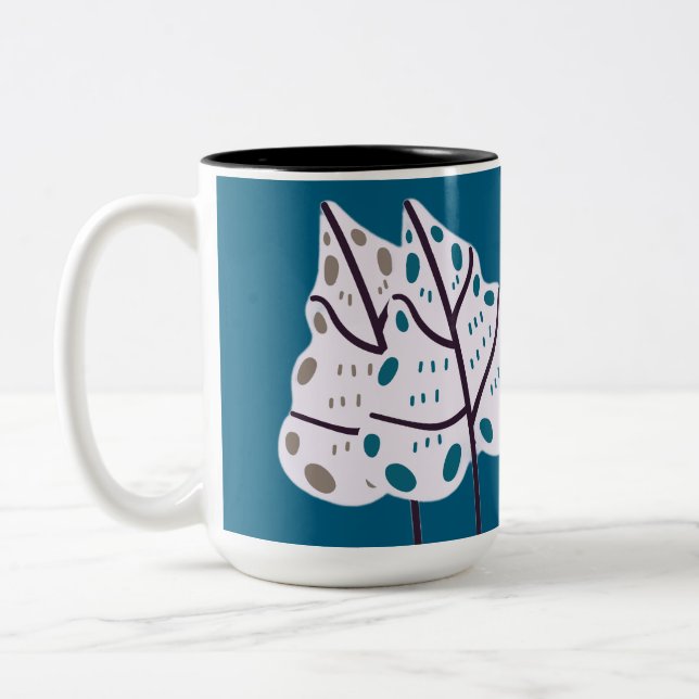Caneca De Café Em Dois Tons Leaf abstract (Esquerda)