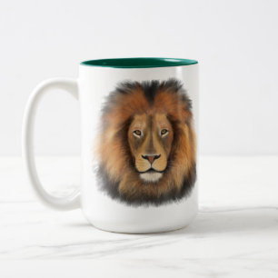 Caneca De Café Em Dois Tons leão aquarela Leo rei safari animal selva gato