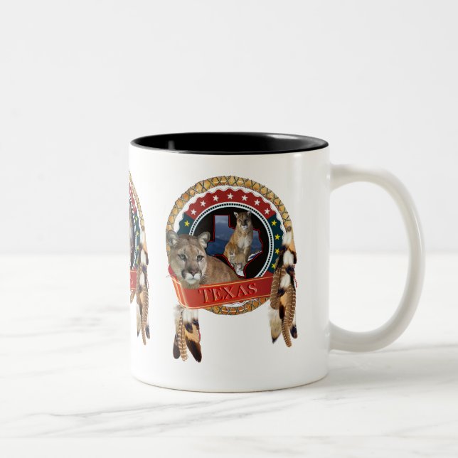 Caneca De Café Em Dois Tons Leão da montanha do Texas (Direita)
