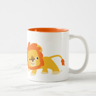 Caneca De Café Em Dois Tons Leão de Cartoon Mischievo Bonito