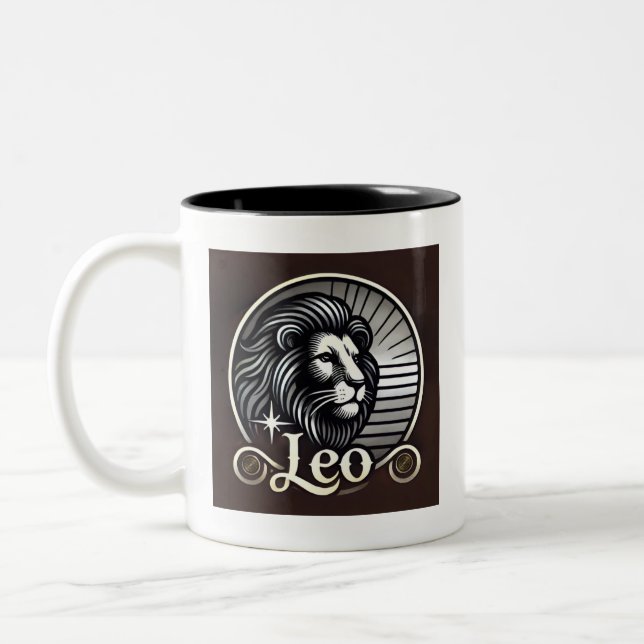 Caneca De Café Em Dois Tons Leão Negro e Branco (Esquerda)