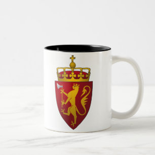 Caneca De Café Em Dois Tons Leão norueguês da brasão no vermelho e no ouro
