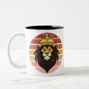 Caneca De Café Em Dois Tons Leão rei vintage retrô