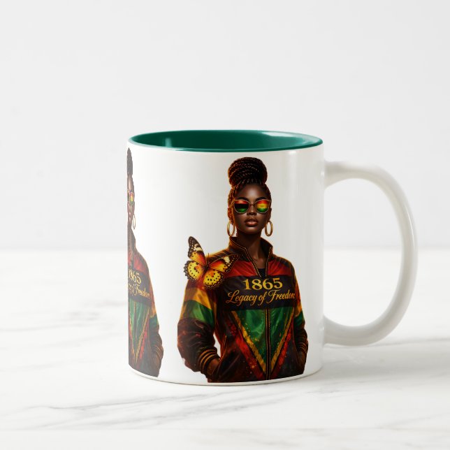 Caneca De Café Em Dois Tons Legado da Liberdade (Cidade + Figuras Históricas) (Direita)