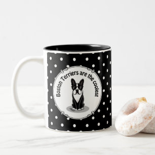Caneca De Café Em Dois Tons Legal Boston Terrier Dog (preto) com óculos de so