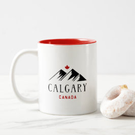Caneca De Café Em Dois Tons Legal Calgary Canada Mountain Maple Leaf