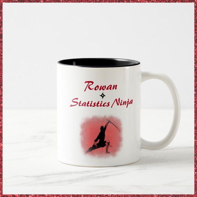 Caneca De Café Em Dois Tons Legal Guerreiro Ninja Vermelho (Criador carregado)