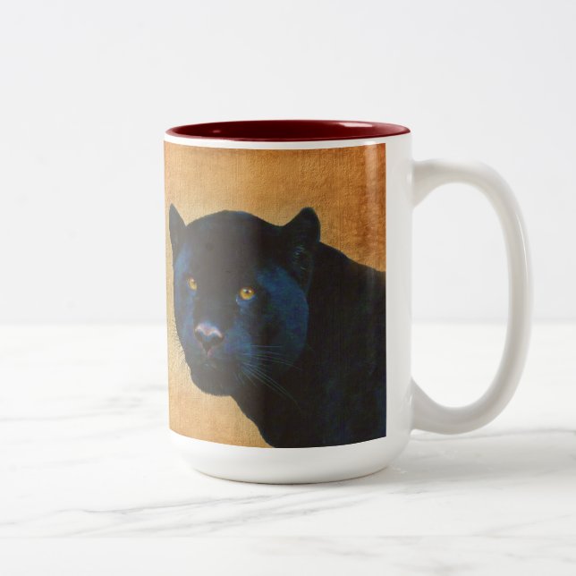 Caneca De Café Em Dois Tons Legal Jaguar Panther Selvagem Negro Grande Gato (Direita)
