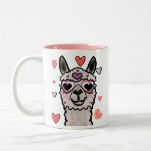 Caneca De Café Em Dois Tons Legal Llama com óculos cardíacos