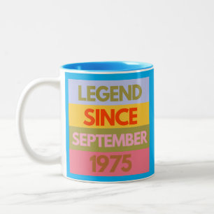 Caneca De Café Em Dois Tons Legenda desde setembro de 1975 50º aniversário 50