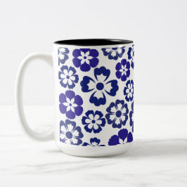 Caneca De Café Em Dois Tons Legenda do Flor Azul