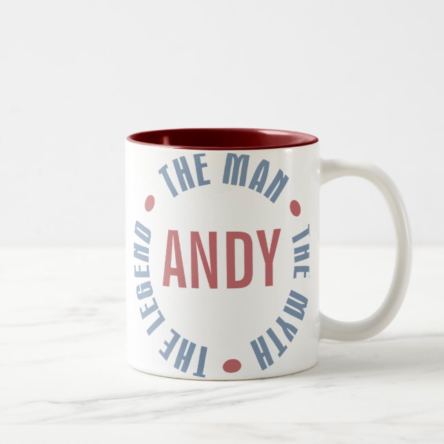 Caneca De Café Em Dois Tons Legenda do mito do homem de Andy customizável (Direita)