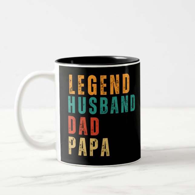 Caneca De Café Em Dois Tons legenda marido pai papa retro (Esquerda)