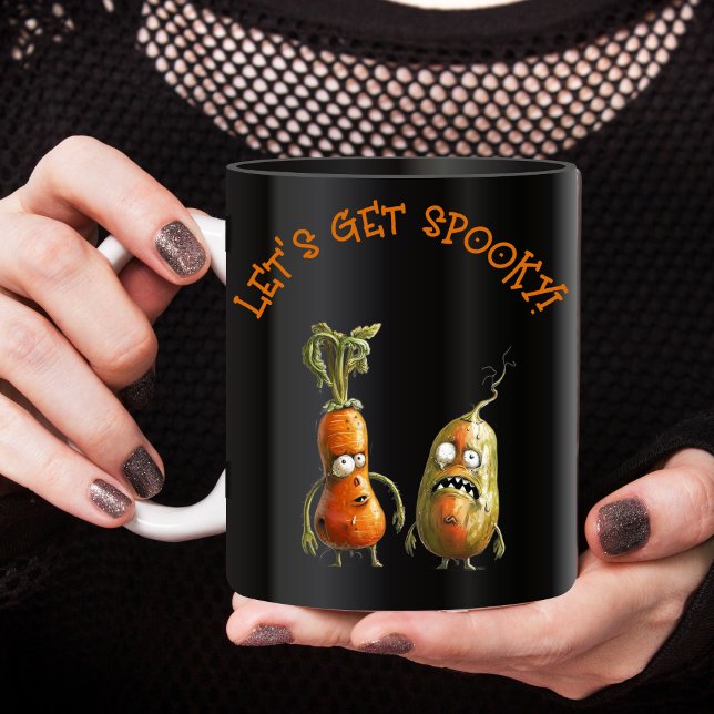 Caneca De Café Em Dois Tons Legumes engraçados negros do Halloween (Criador carregado)