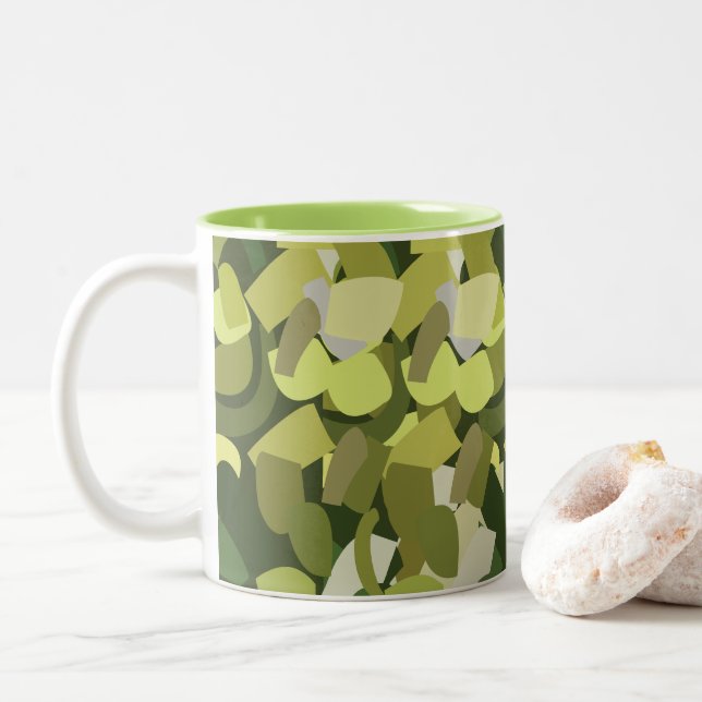 Caneca De Café Em Dois Tons Legumes Verdes Vegetais (Com Donut)
