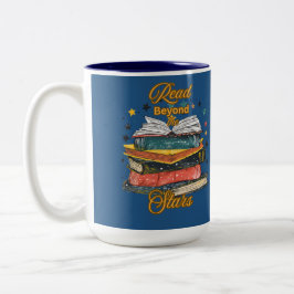 Caneca De Café Em Dois Tons Leia Além Das Estrelas Livro Vintage Amante Café