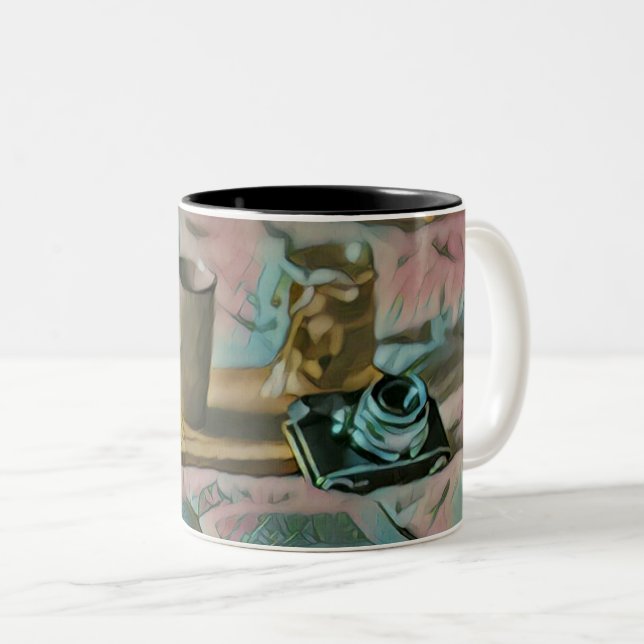 Caneca De Café Em Dois Tons Leia Livros, Beba Café (Frente Esquerda)